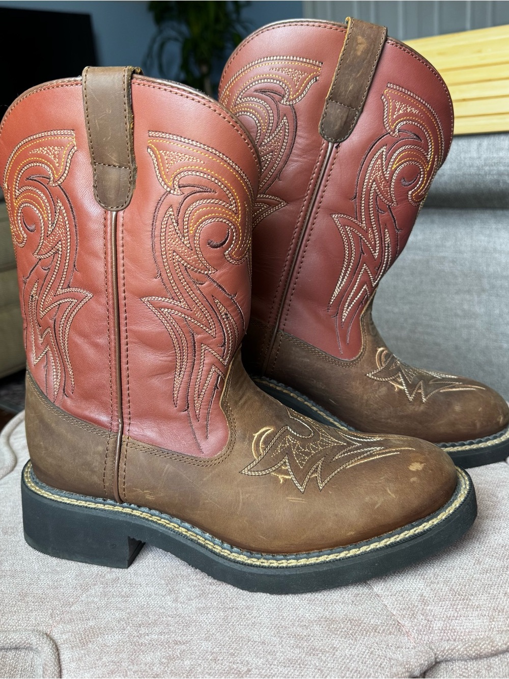 Santa Fe Leather Western Cowboy Boots